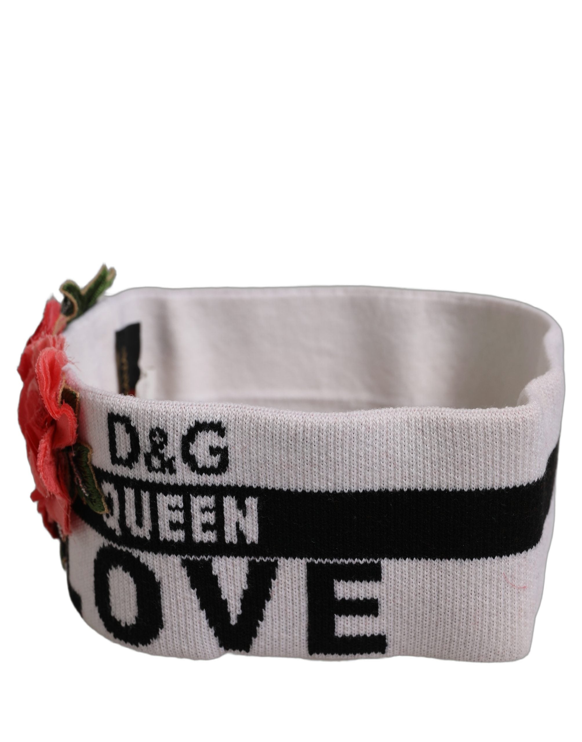 Dolce & Gabbana White D&G Queen Love Floral Applique Head Band One Size Hat Dolce & Gabbana