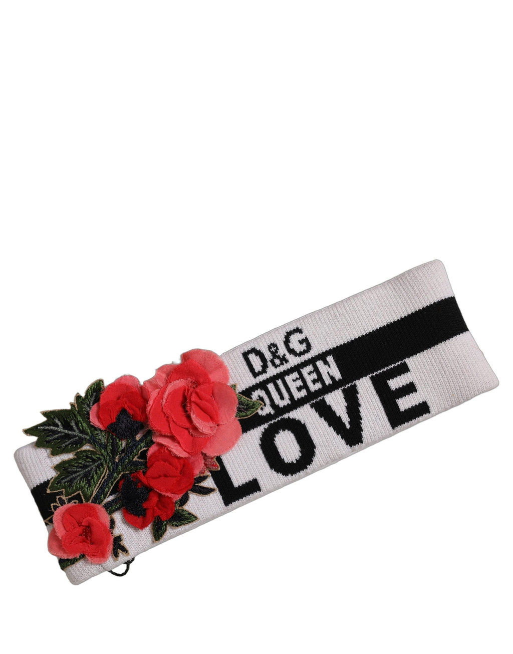 Dolce & Gabbana White D&G Queen Love Floral Applique Head Band One Size Hat Dolce & Gabbana