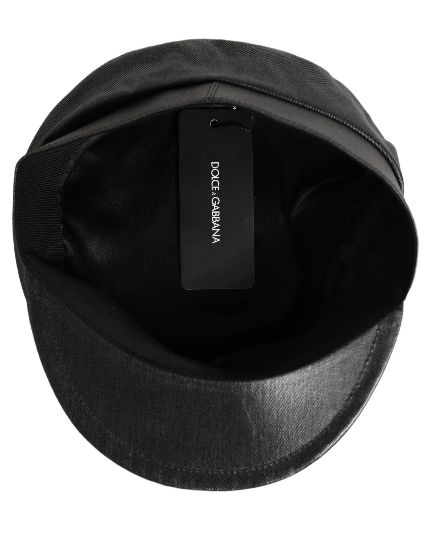 Dolce & Gabbana Black Cotton Gold DG Chain Baker Boy Capello Hat Dolce & Gabbana
