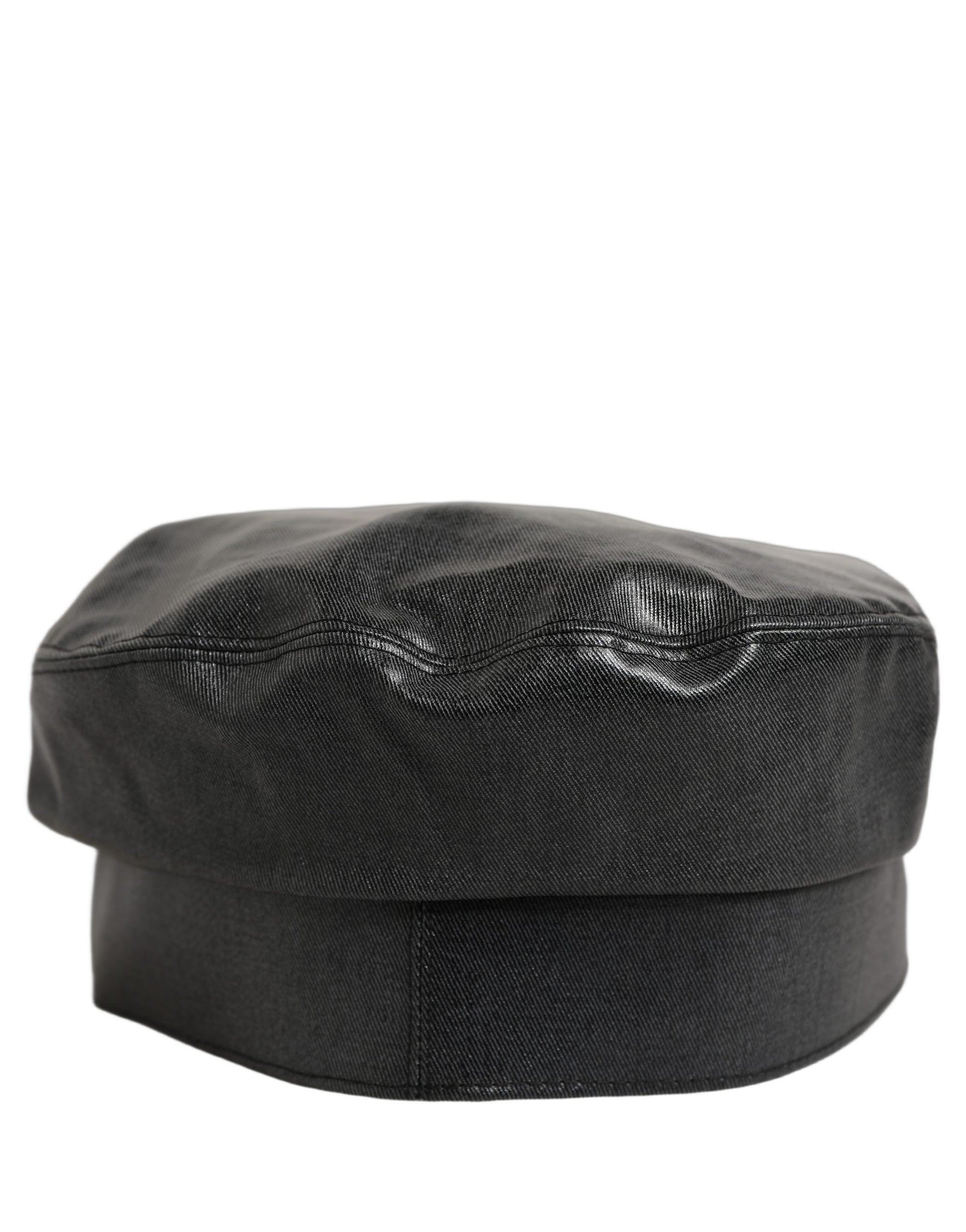 Dolce & Gabbana Black Cotton Gold DG Chain Baker Boy Capello Hat Dolce & Gabbana