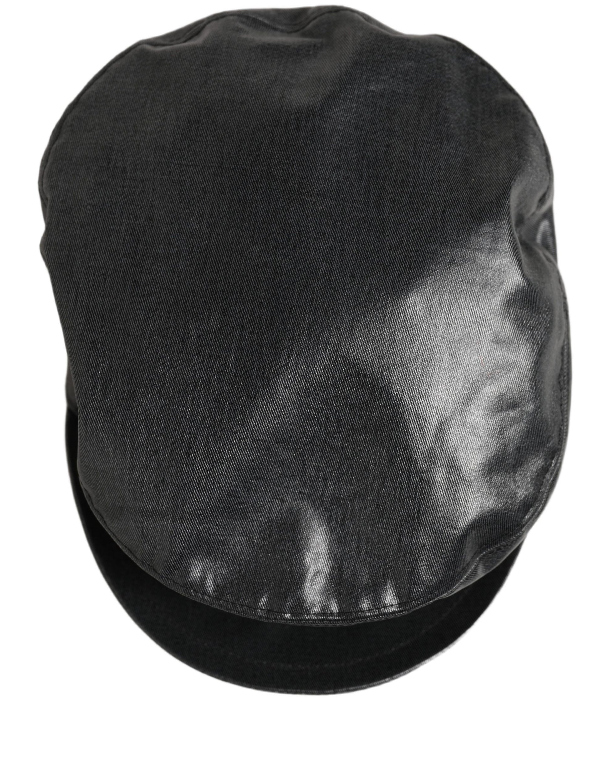 Dolce & Gabbana Black Cotton Gold DG Chain Baker Boy Capello Hat Dolce & Gabbana