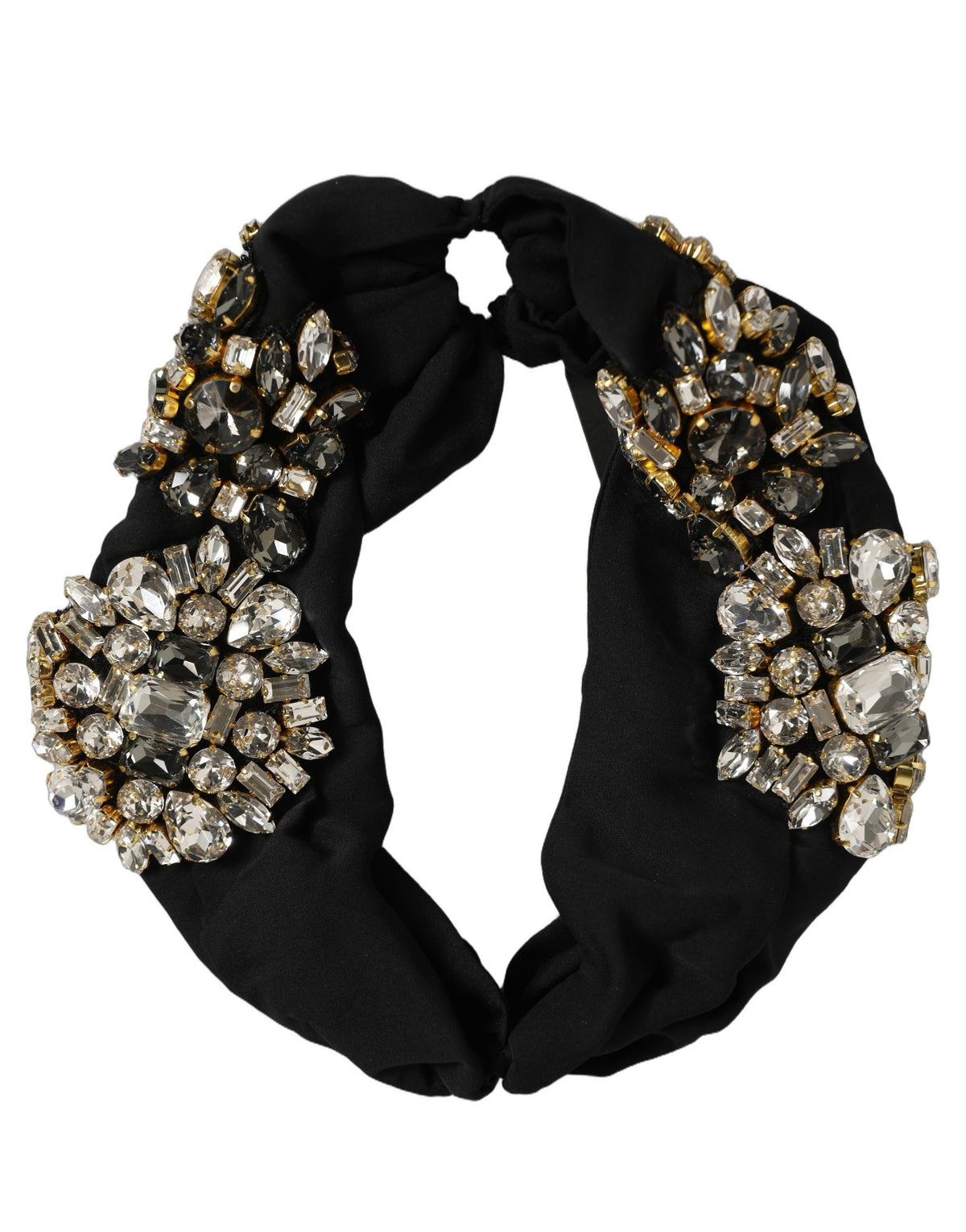 Dolce & Gabbana Black Silk Crystal Embellishment One Size Headband Dolce & Gabbana