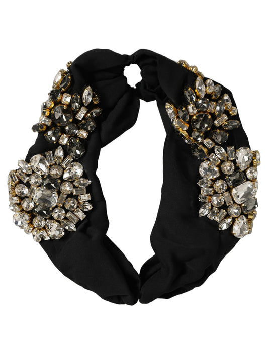 Dolce & Gabbana Black Silk Crystal Embellishment One Size Headband Dolce & Gabbana