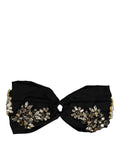 Dolce & Gabbana black silk headband with crystal embellishments, one size, elegant accessory for stylish outfits.