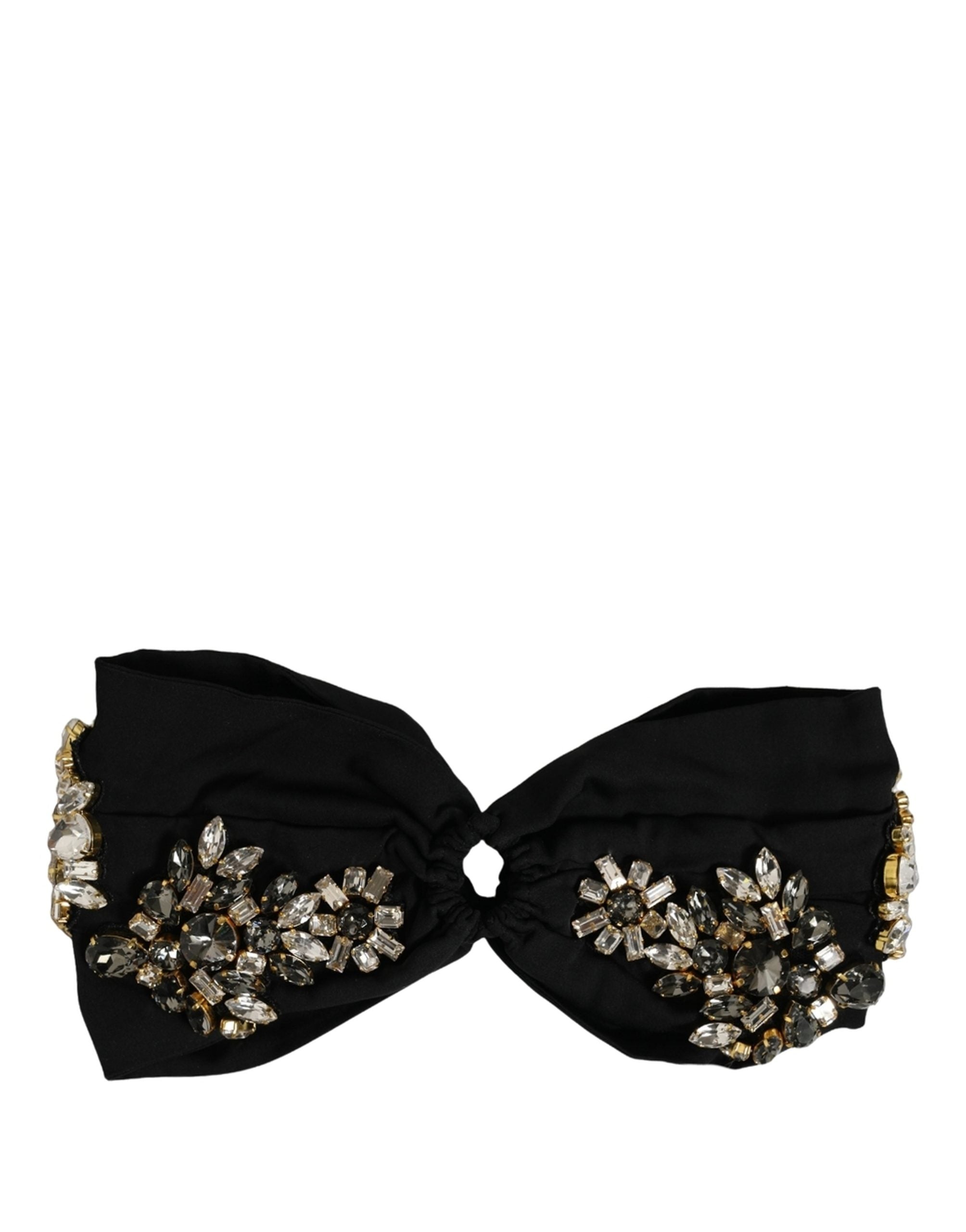 Dolce & Gabbana Black Silk Crystal Embellishment One Size Headband Dolce & Gabbana