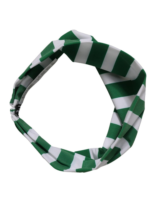 Dolce & Gabbana Green White Stripes Nylon Head Wrap One Size Headband Dolce & Gabbana