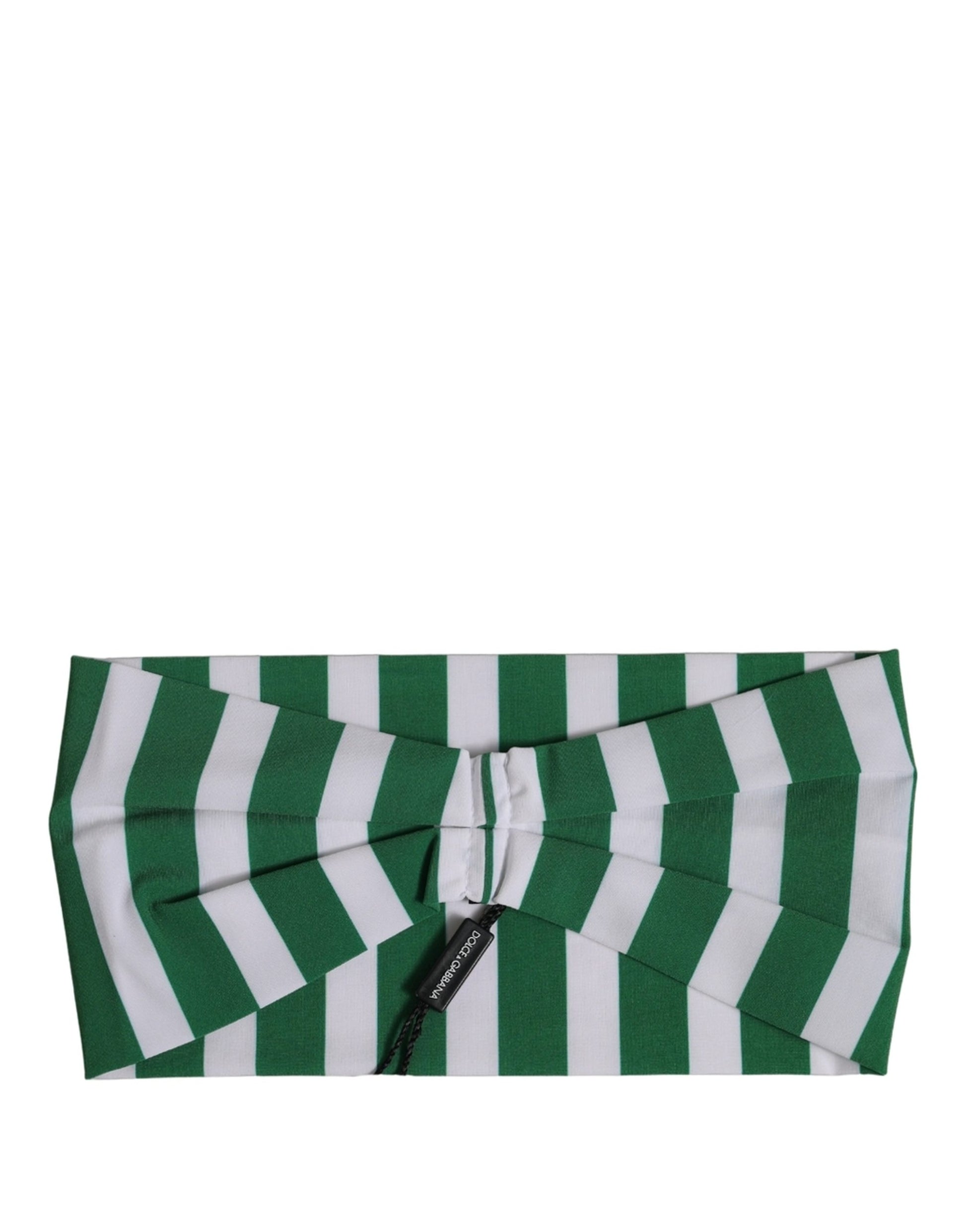 Dolce & Gabbana Green White Stripes Nylon Head Wrap One Size Headband Dolce & Gabbana