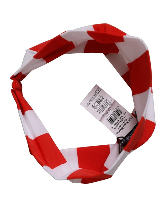 Dolce & Gabbana Red White Stripes Nylon Head Wrap One Size Headband Dolce & Gabbana