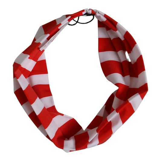 Dolce & Gabbana Red White Stripes Nylon Head Wrap One Size Headband Dolce & Gabbana
