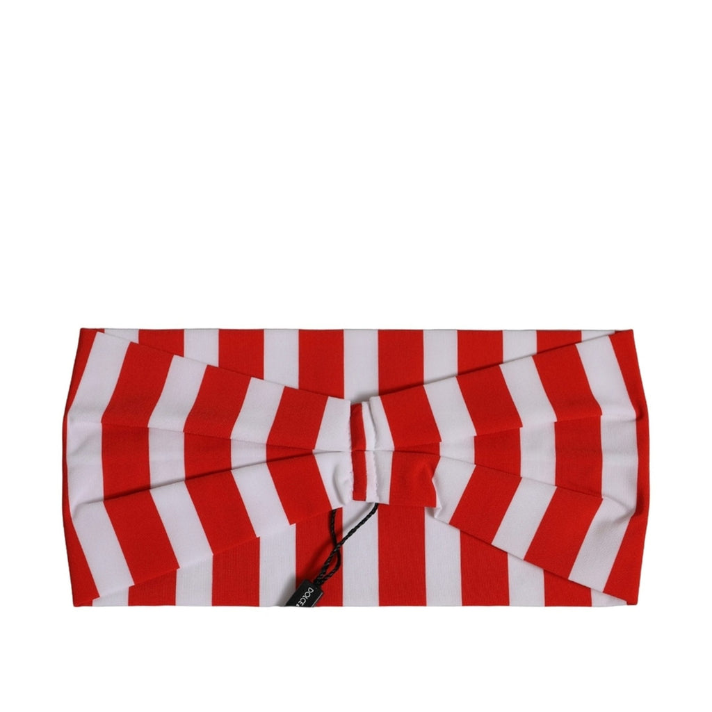 Dolce & Gabbana Red White Stripes Nylon Head Wrap One Size Headband Dolce & Gabbana