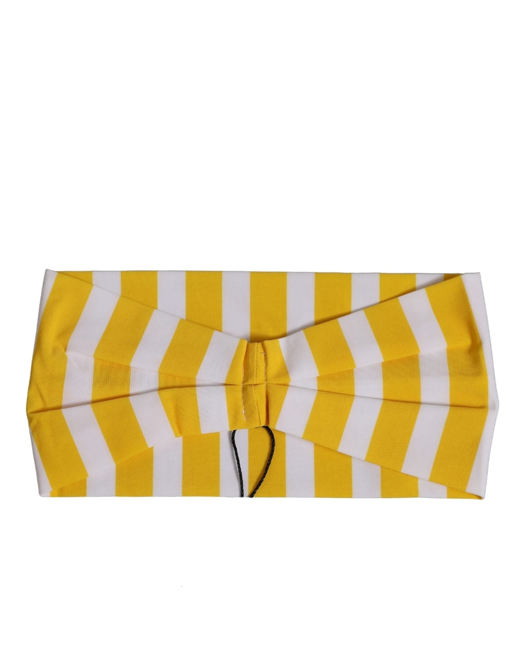 Dolce & Gabbana Yellow White Stripes Nylon Head Wrap One Size Headband Dolce & Gabbana