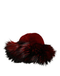 Dolce & Gabbana red fox mink fur women's bucket Capello hat with plush texture and stylish design.