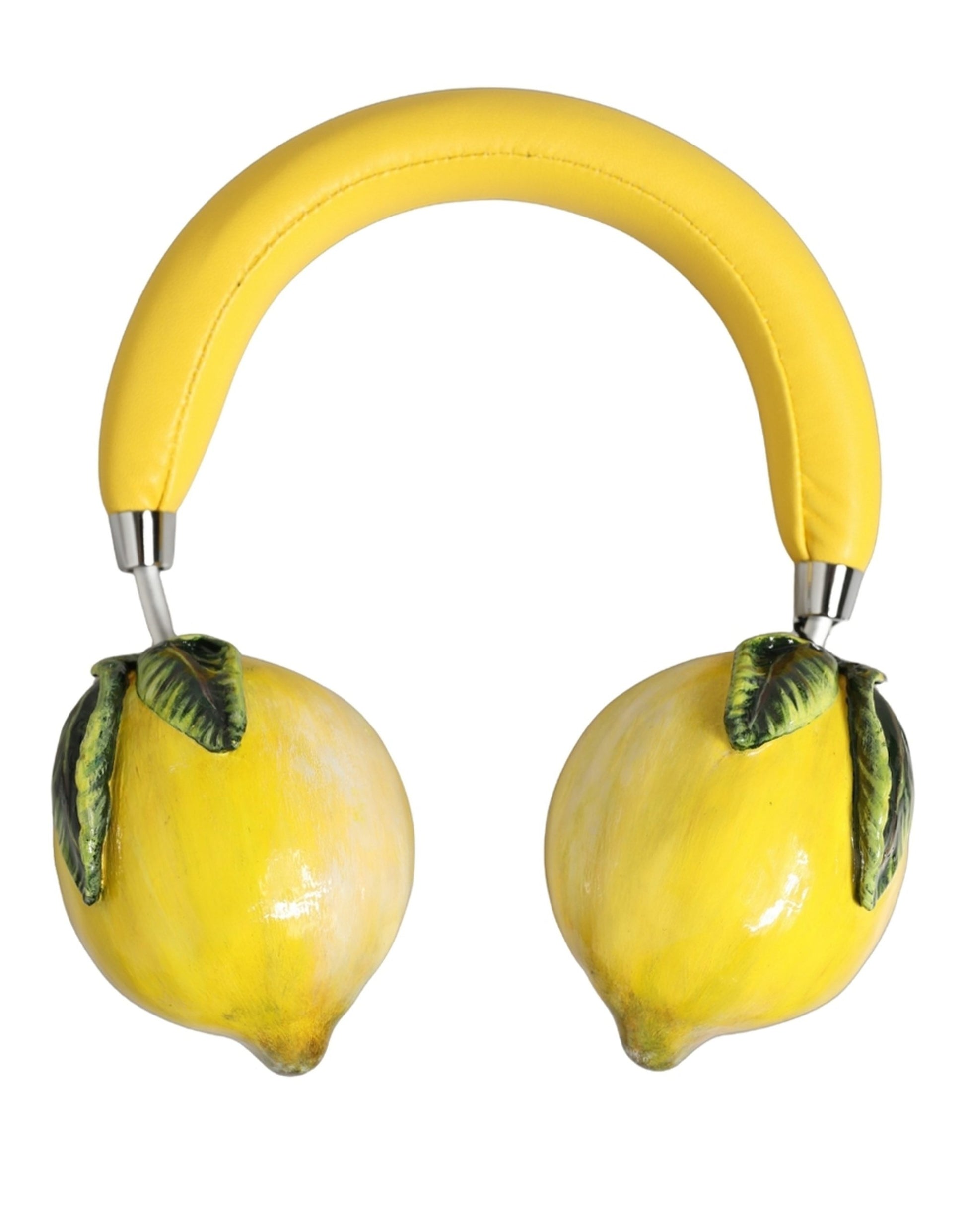 Dolce & Gabbana Yellow Vibrant Lemon Leather Headset Headphones Dolce & Gabbana