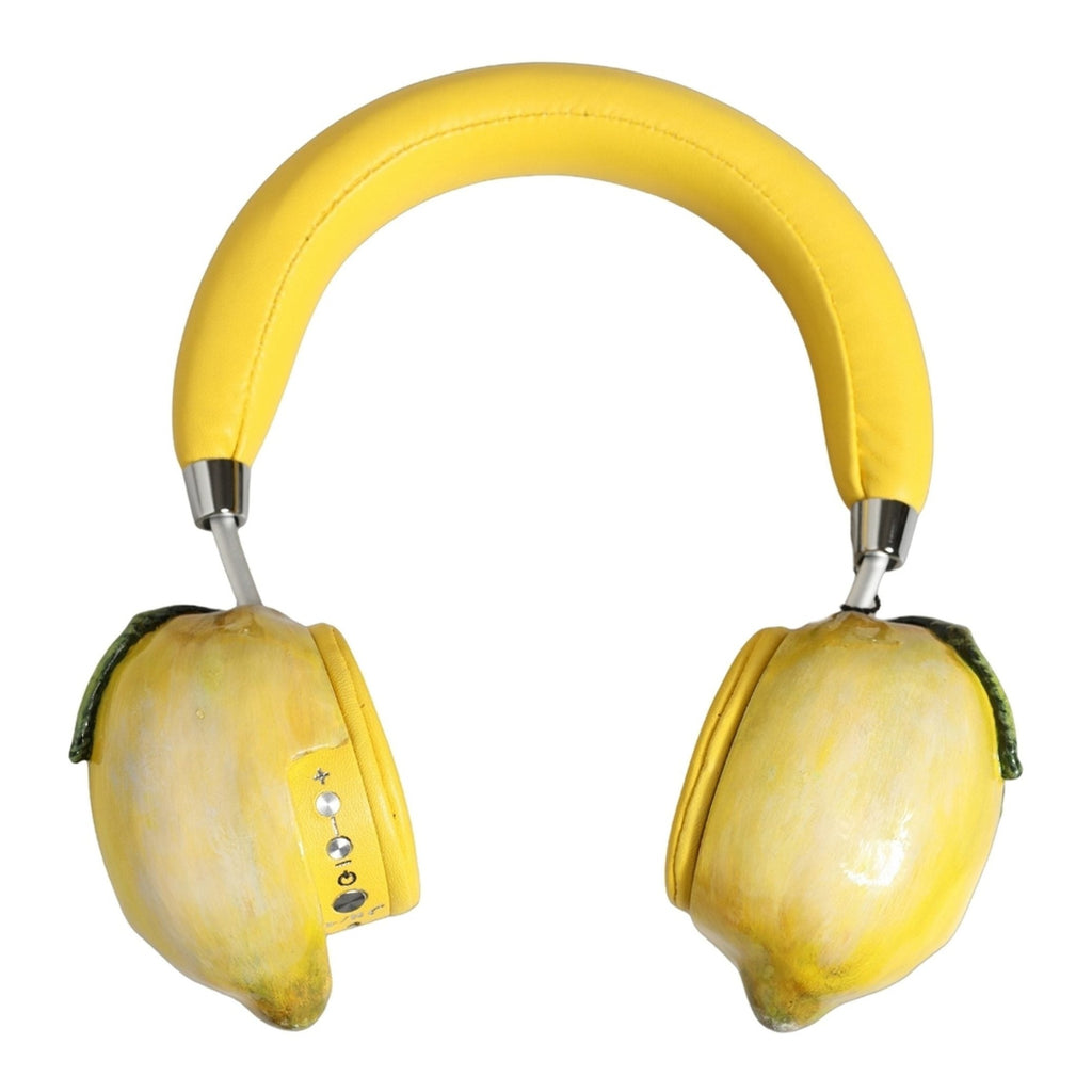 Dolce & Gabbana Yellow Vibrant Lemon Leather Headset Headphones Dolce & Gabbana