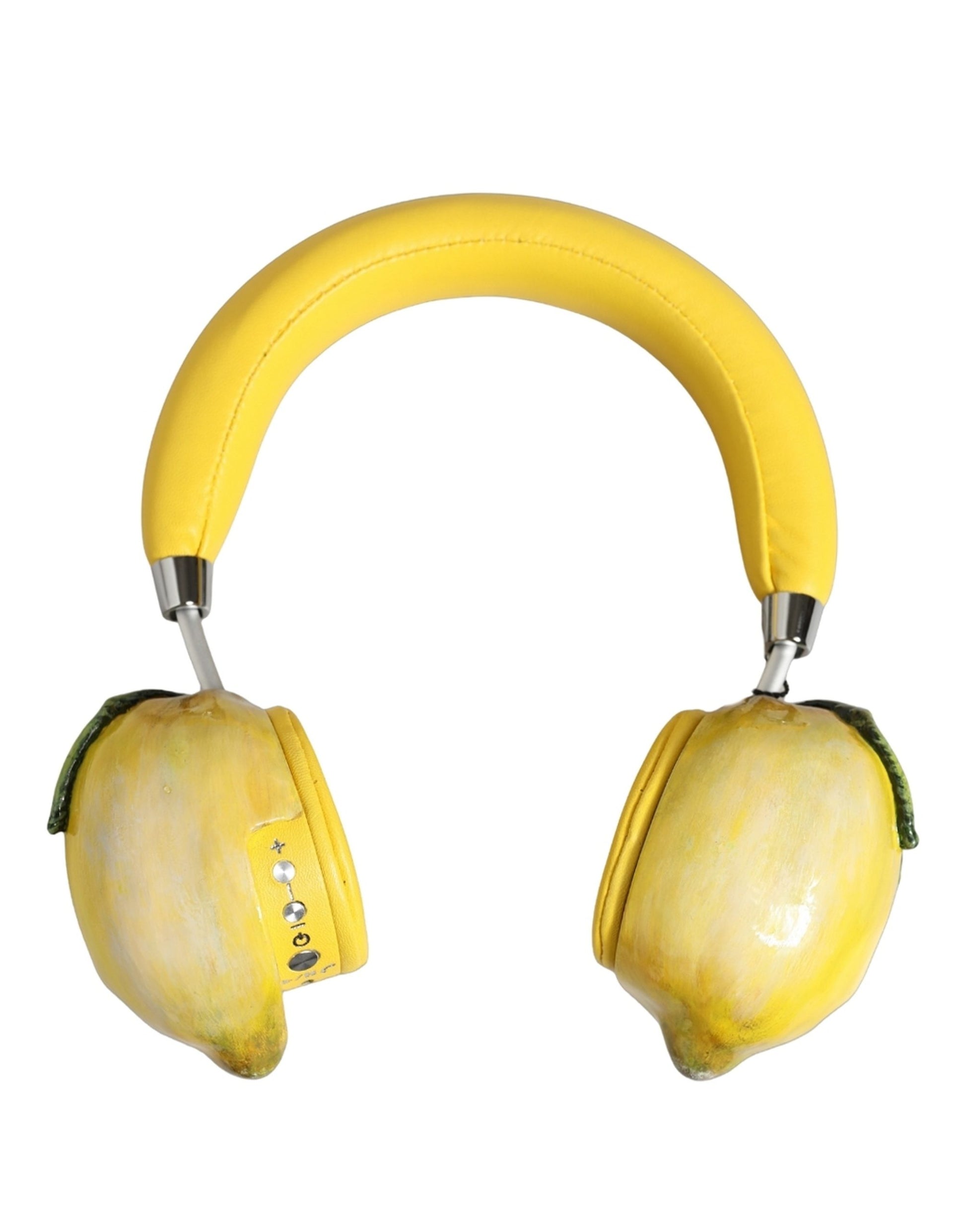 Dolce & Gabbana Yellow Vibrant Lemon Leather Headset Headphones Dolce & Gabbana
