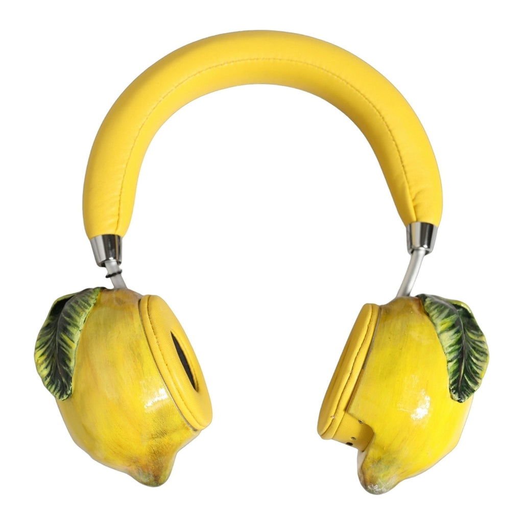 Dolce & Gabbana Yellow Vibrant Lemon Leather Headset Headphones Dolce & Gabbana