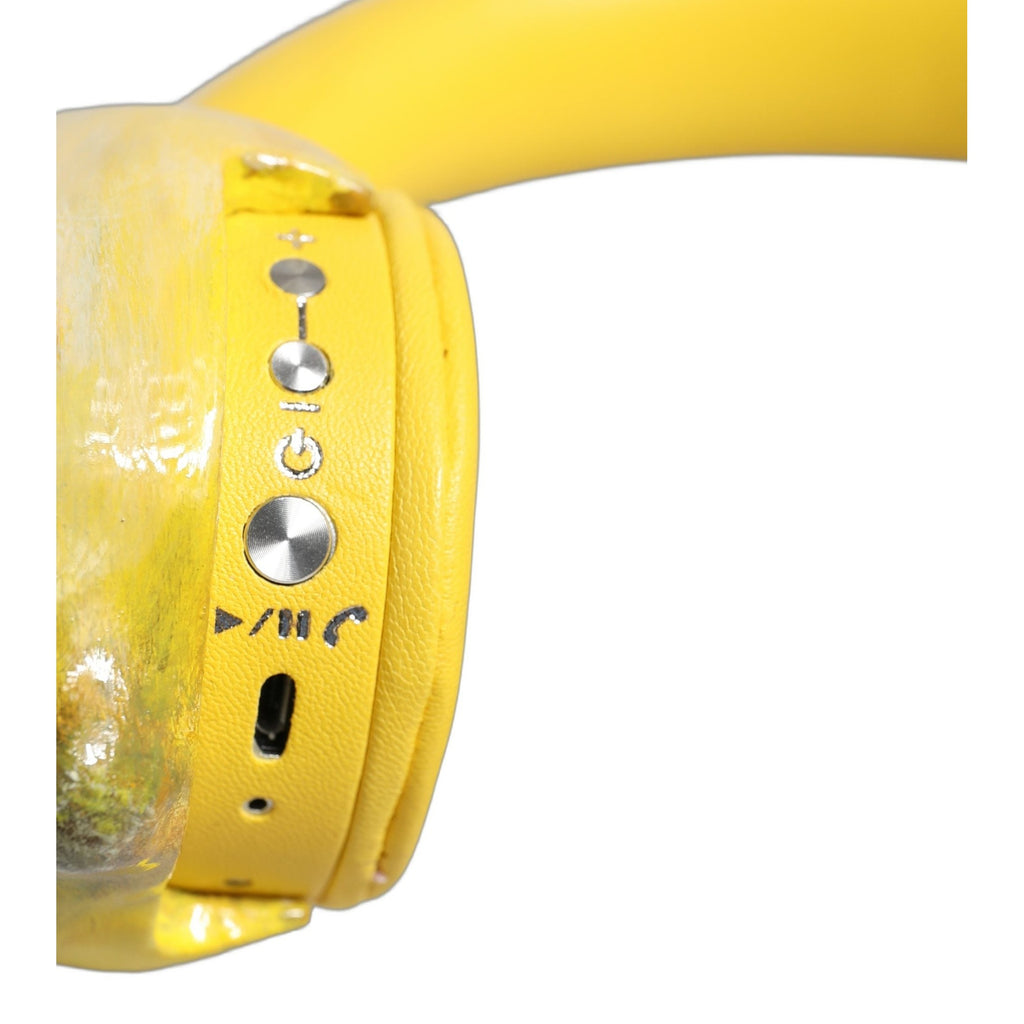 Dolce & Gabbana Yellow Vibrant Lemon Leather Headset Headphones Dolce & Gabbana