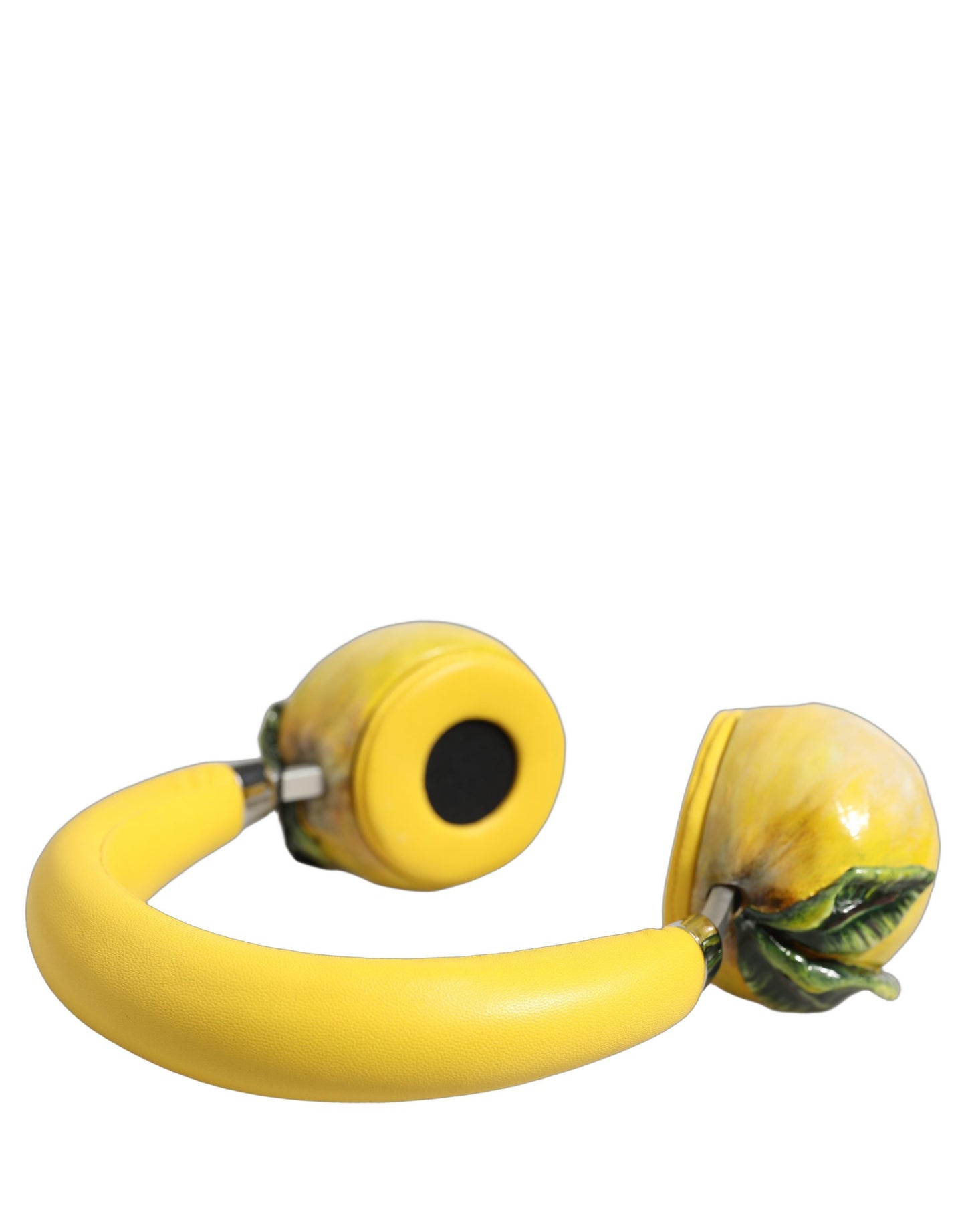 Dolce & Gabbana Yellow Vibrant Lemon Leather Headset Headphones Dolce & Gabbana