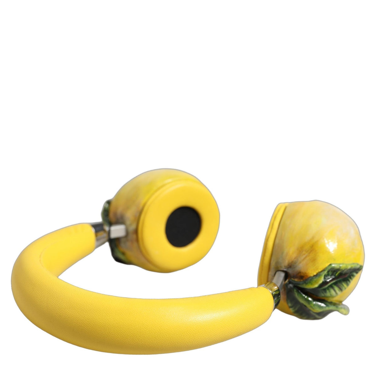 Dolce & Gabbana Yellow Vibrant Lemon Leather Headset Headphones Dolce & Gabbana