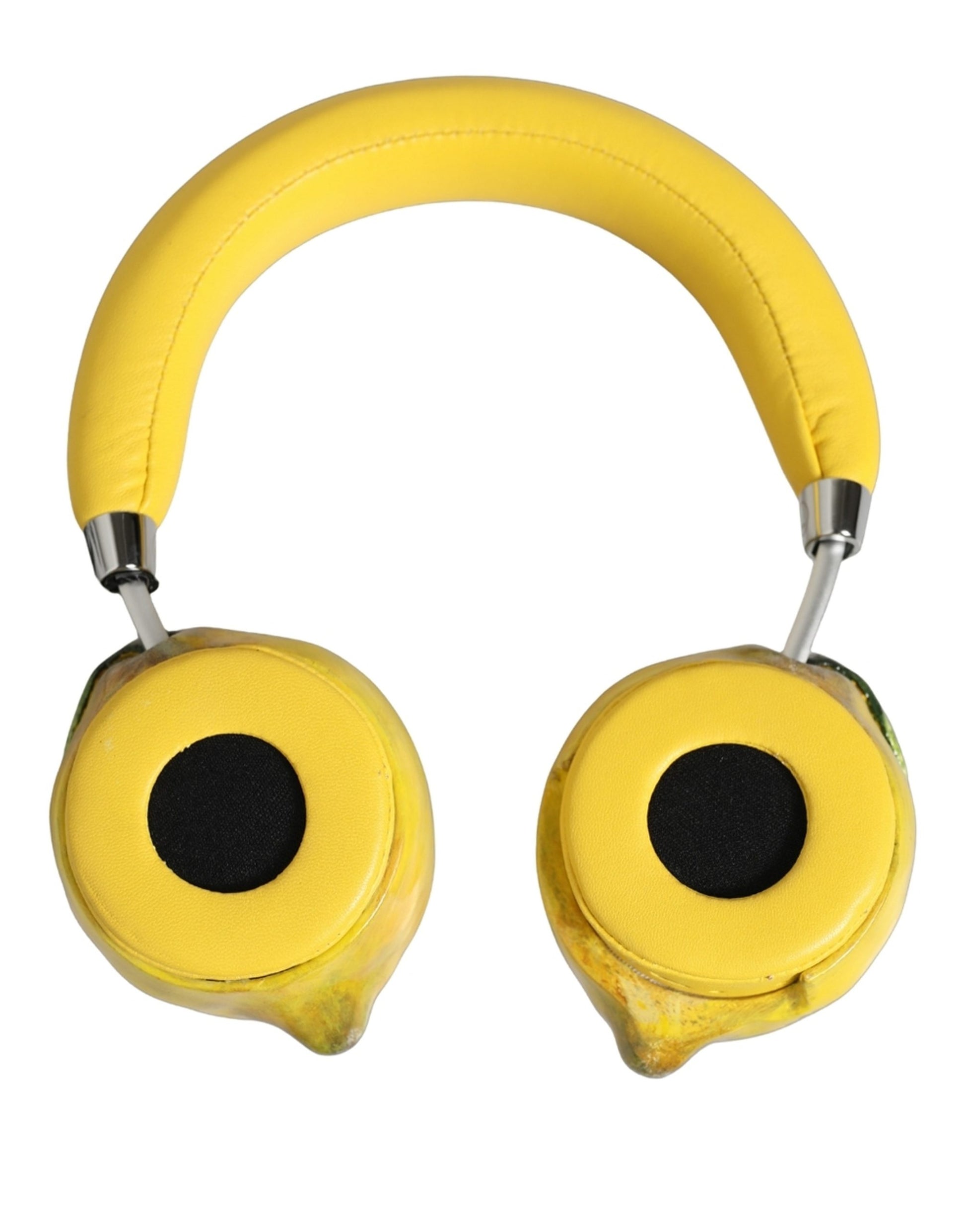 Dolce & Gabbana Yellow Vibrant Lemon Leather Headset Headphones Dolce & Gabbana