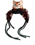Dolce & Gabbana multicolor velvet Bengal cat silk headband with floral pattern and elegant design.