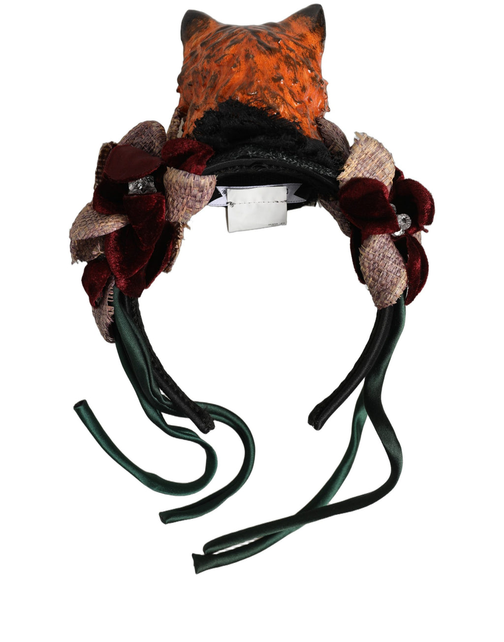 Dolce & Gabbana Multicolor Velvet Bengal Cat Silk Headwear Headband Dolce & Gabbana