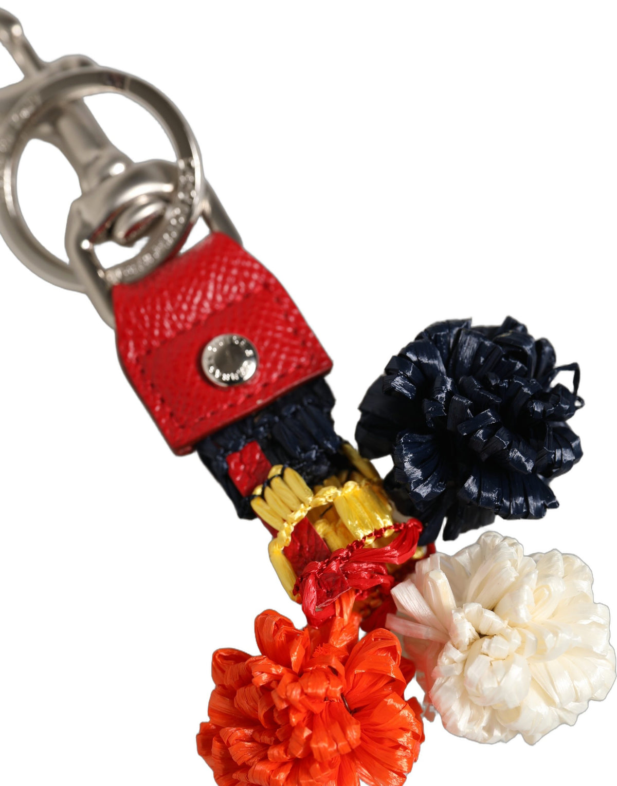 Dolce & Gabbana Raffia Leather Clasp Finder Chain Keyring Multicolor Dolce & Gabbana