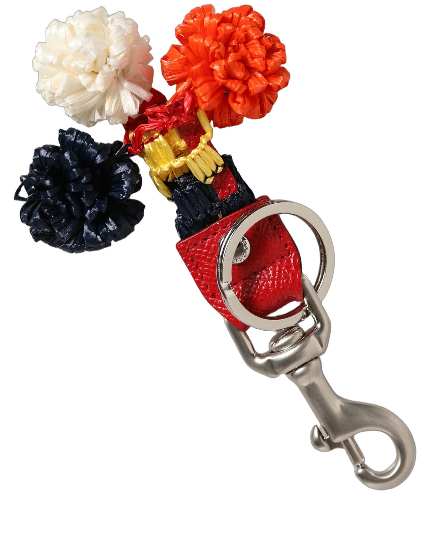 Dolce & Gabbana Raffia Leather Clasp Finder Chain Keyring Multicolor Dolce & Gabbana