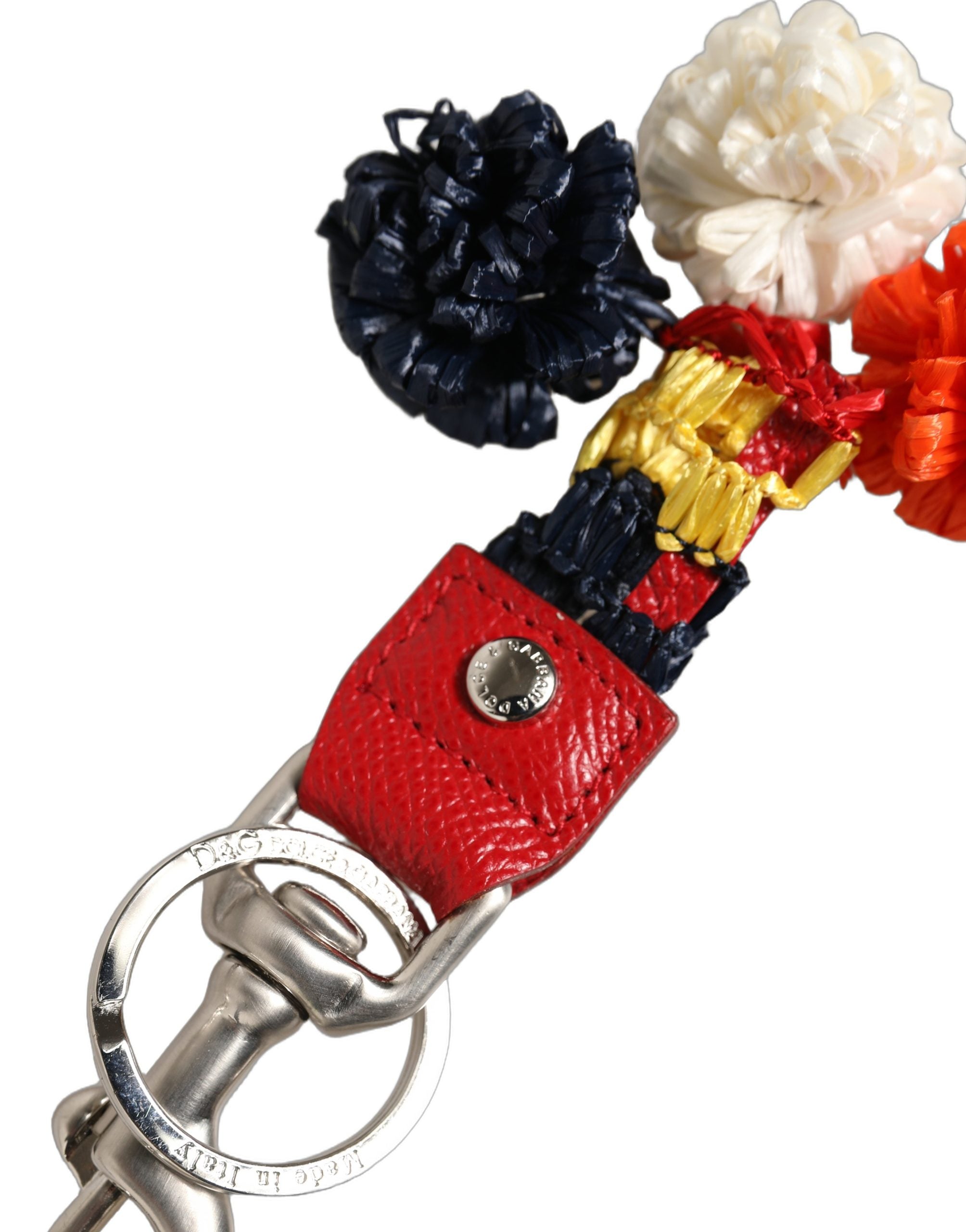 Dolce & Gabbana Raffia Leather Clasp Finder Chain Keyring Multicolor Dolce & Gabbana