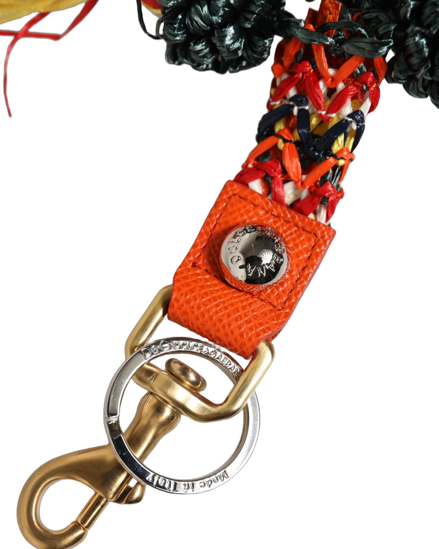 Dolce & Gabbana Raffia Leather Clasp Finder Chain Keyring Multicolor Dolce & Gabbana