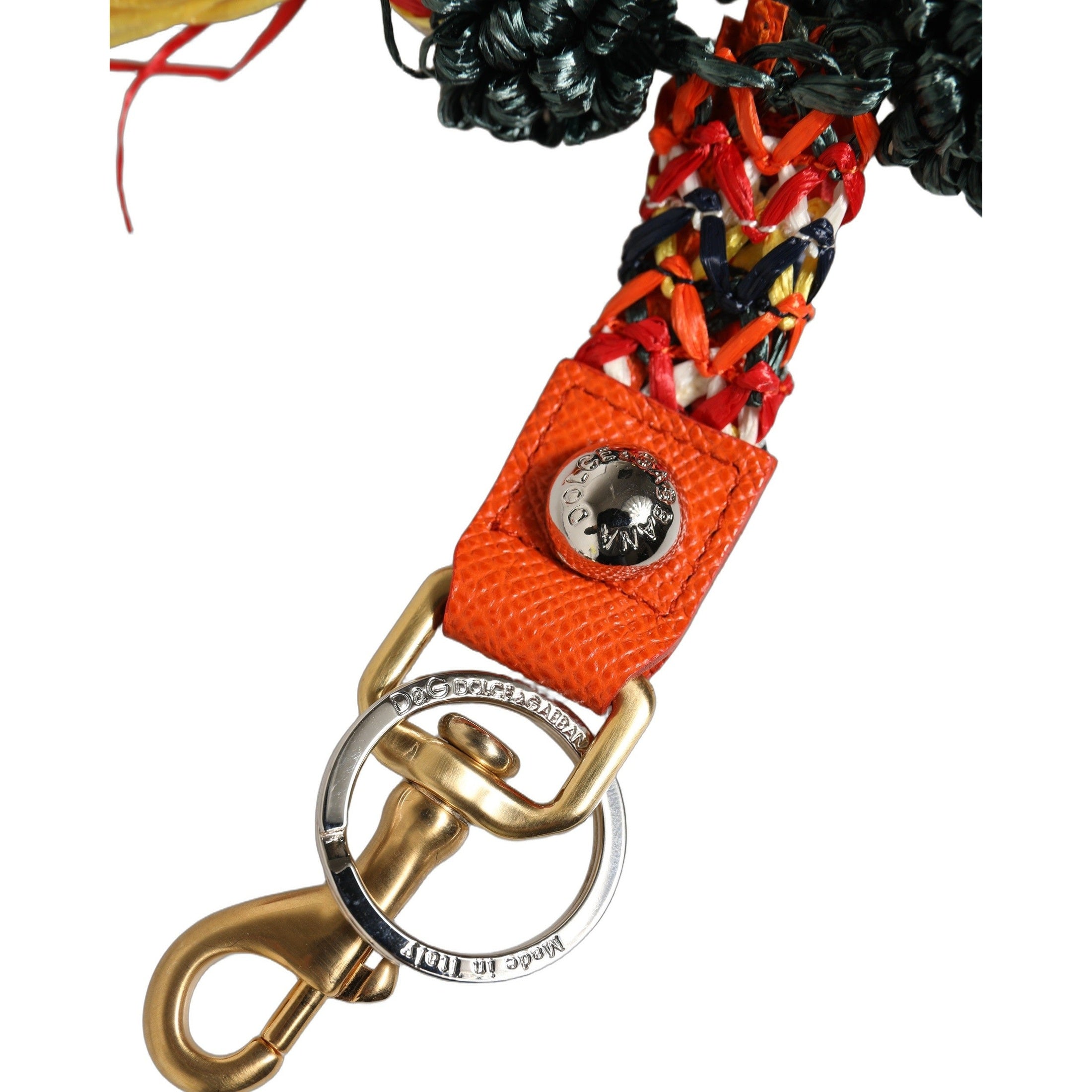 Dolce & Gabbana Raffia Leather Clasp Finder Chain Keyring Multicolor Dolce & Gabbana