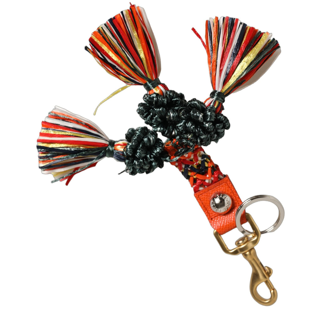 Dolce & Gabbana Raffia Leather Clasp Finder Chain Keyring Multicolor Dolce & Gabbana