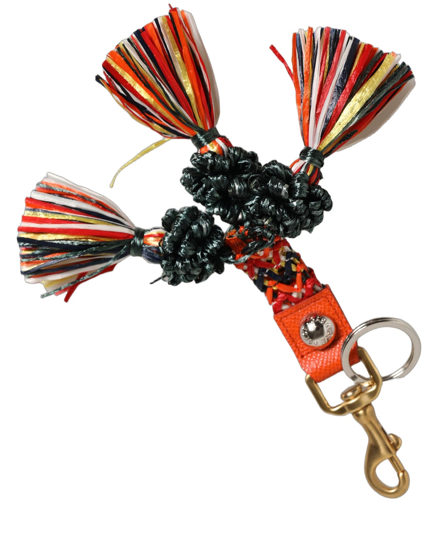 Dolce & Gabbana Raffia Leather Clasp Finder Chain Keyring Multicolor Dolce & Gabbana