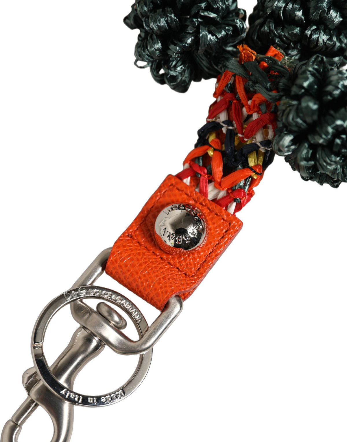 Dolce & Gabbana Raffia Leather Clasp Finder Chain Keyring Multicolor Dolce & Gabbana