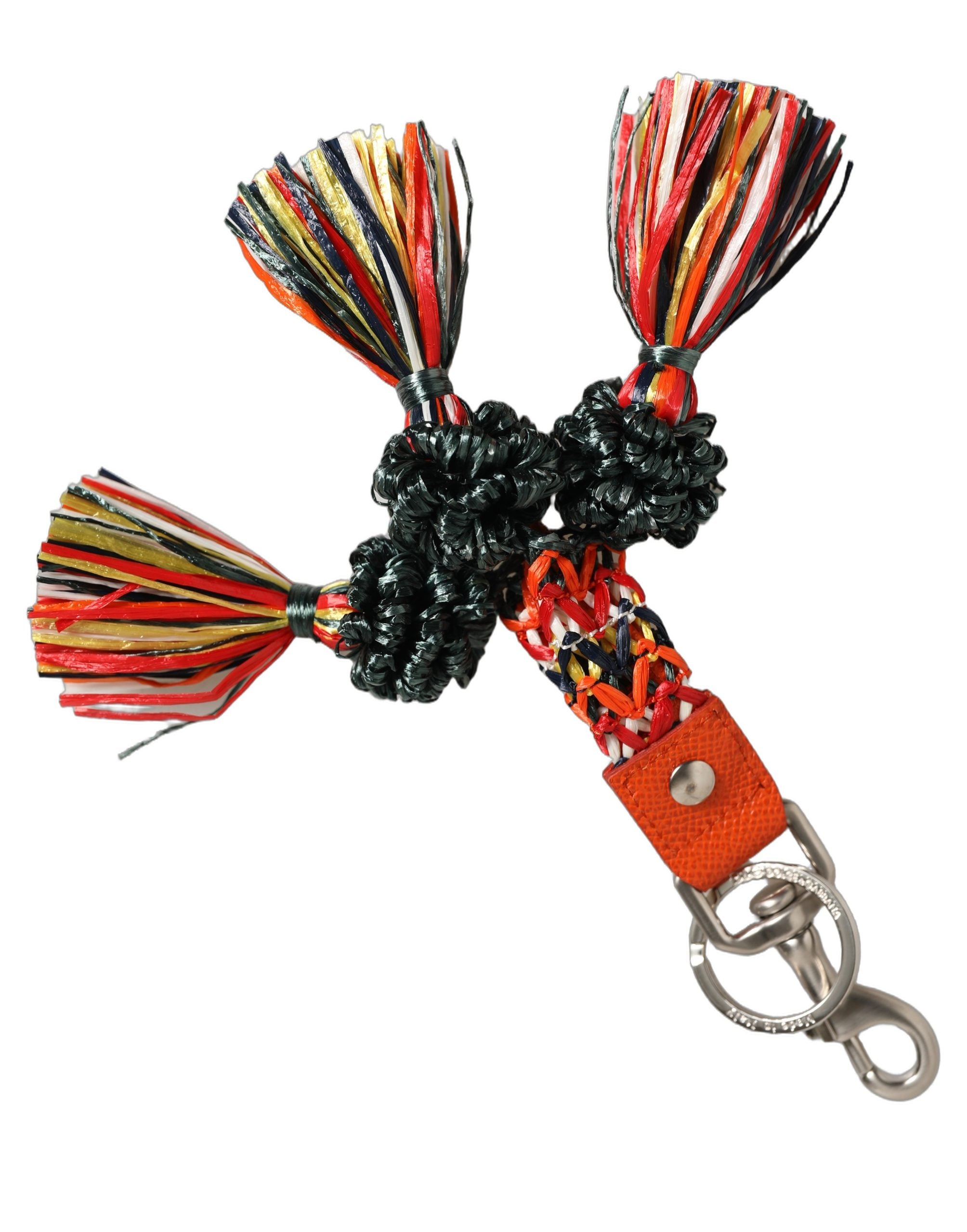 Dolce & Gabbana Raffia Leather Clasp Finder Chain Keyring Multicolor Dolce & Gabbana