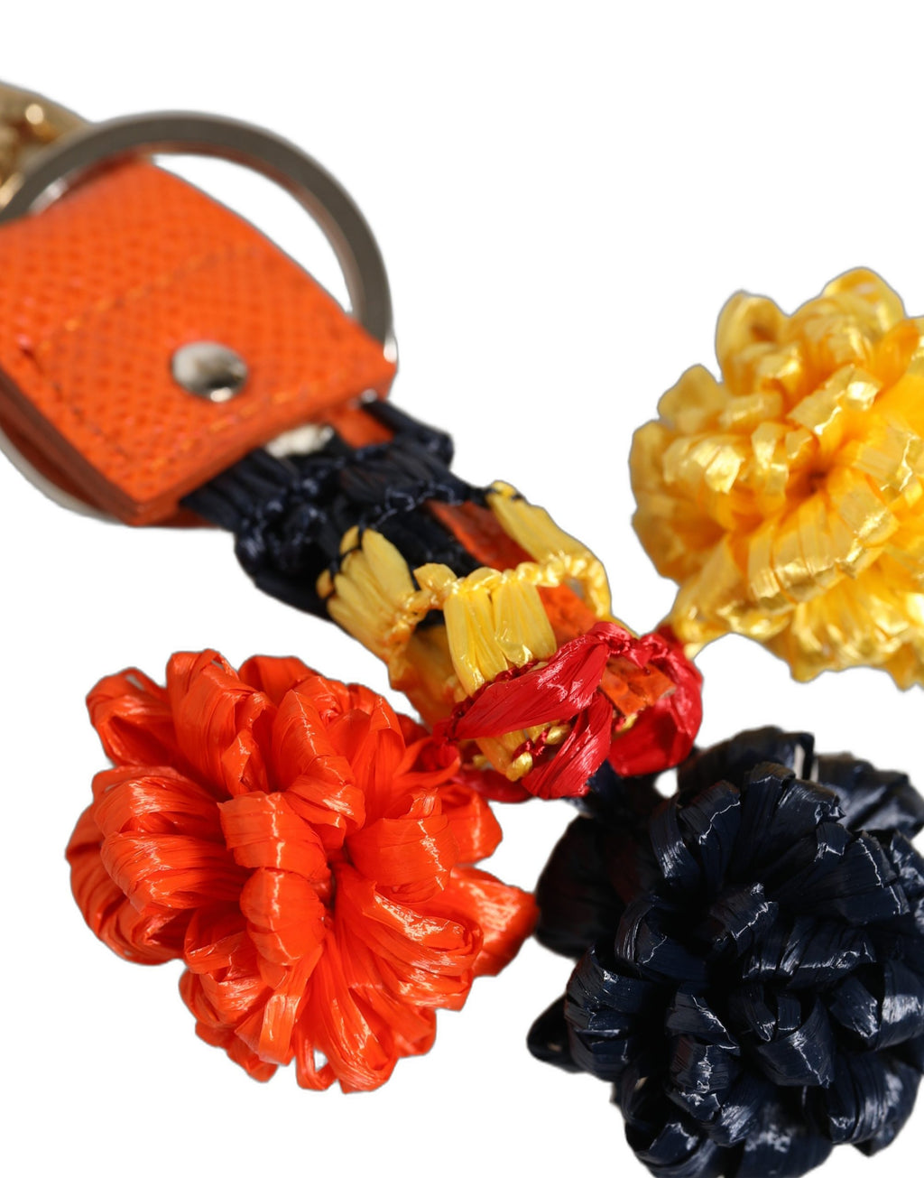 Dolce & Gabbana Raffia Leather Clasp Finder Chain Keyring Multicolor Dolce & Gabbana