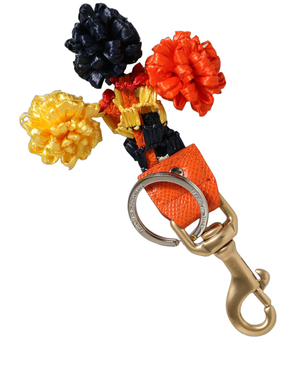 Dolce & Gabbana Raffia Leather Clasp Finder Chain Keyring Multicolor Dolce & Gabbana