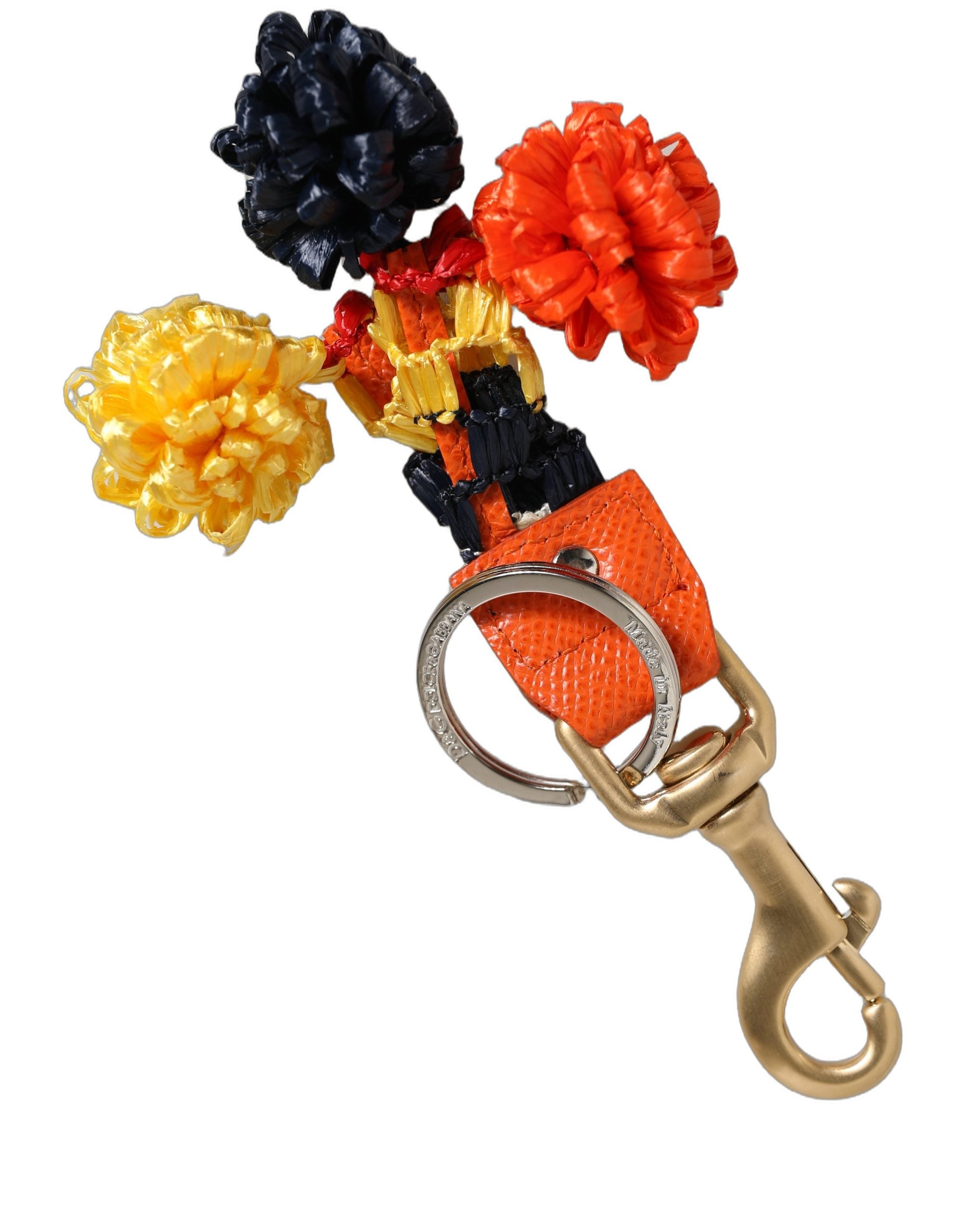 Dolce & Gabbana Raffia Leather Clasp Finder Chain Keyring Multicolor Dolce & Gabbana