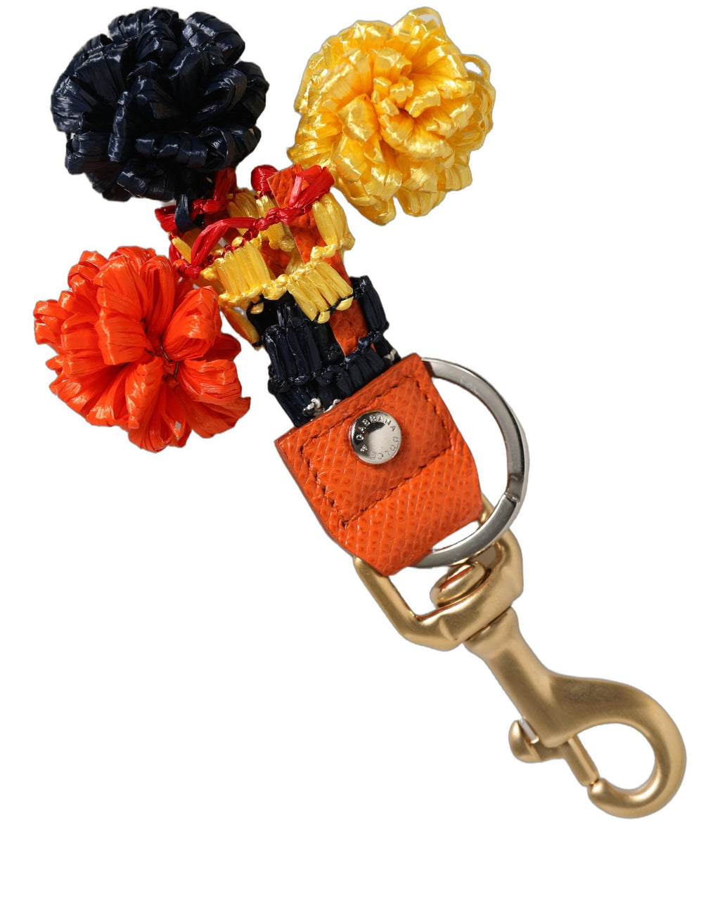 Dolce & Gabbana Raffia Leather Clasp Finder Chain Keyring Multicolor Dolce & Gabbana