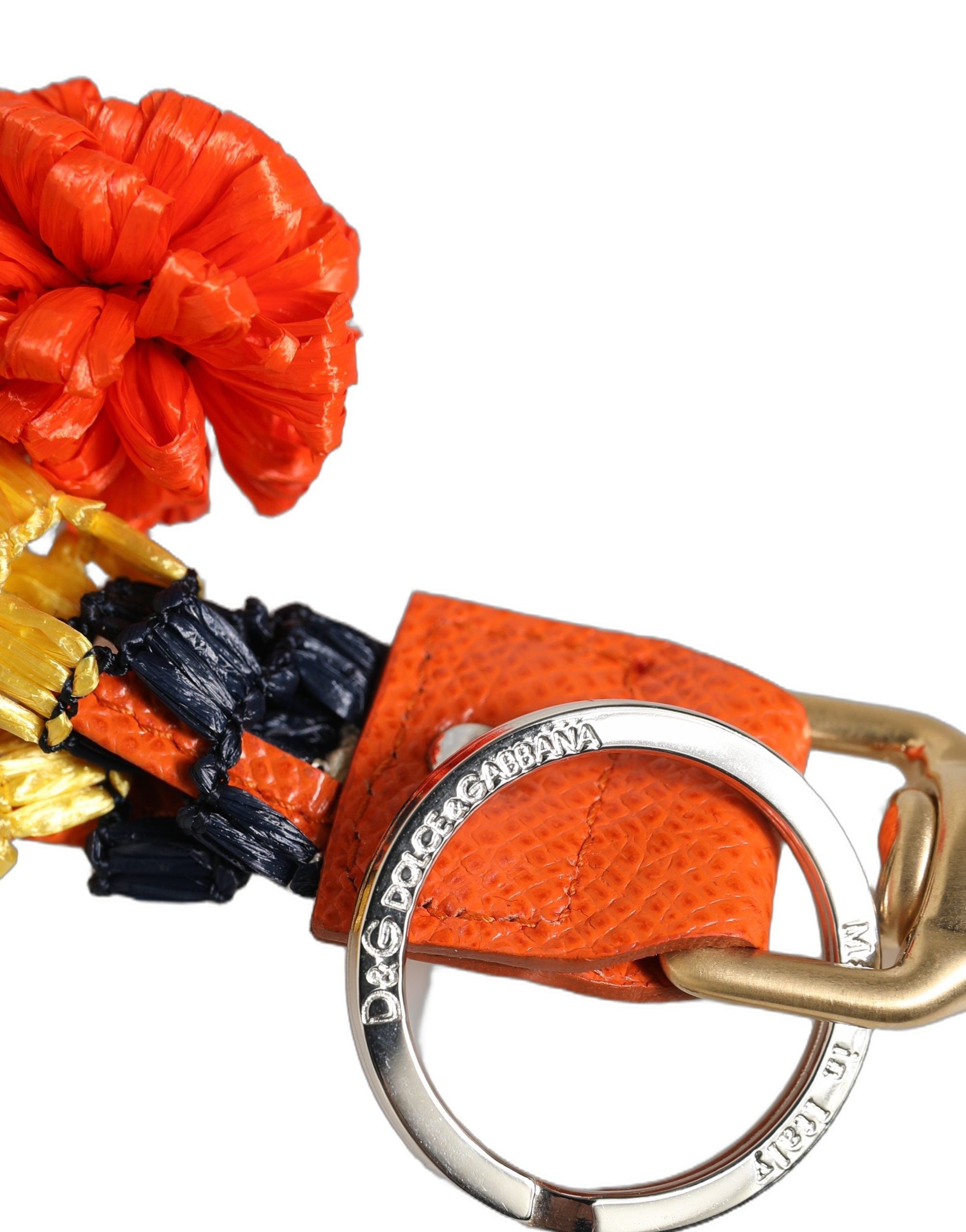 Dolce & Gabbana Raffia Leather Clasp Finder Chain Keyring Multicolor Dolce & Gabbana