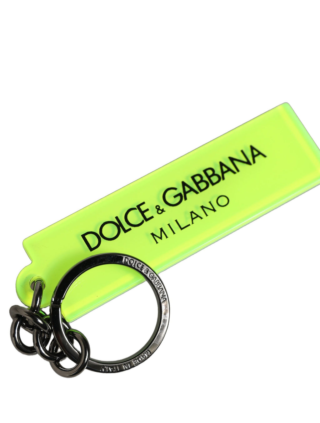 Dolce & Gabbana Neon Green Logo Print Charm Metal Keychain Keyring Dolce & Gabbana