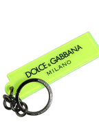 Dolce & Gabbana Neon Green Logo Print Charm Metal Keychain Keyring Dolce & Gabbana