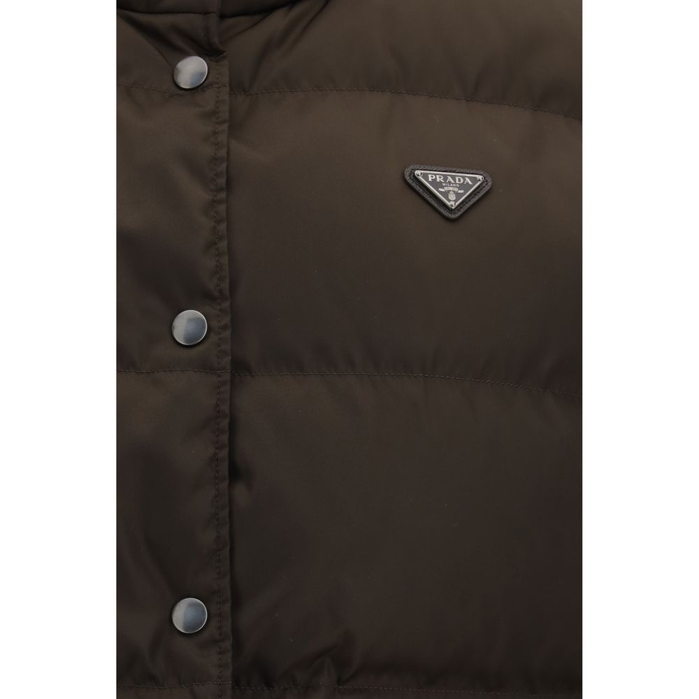 Prada Brown Goose Down Sleeveless Jacket Prada