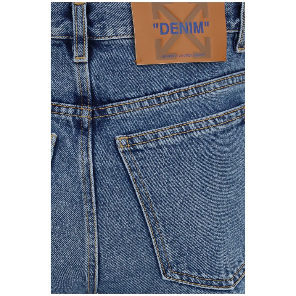 Off-White Blue Cotton Straight-Leg Jeans Off-White