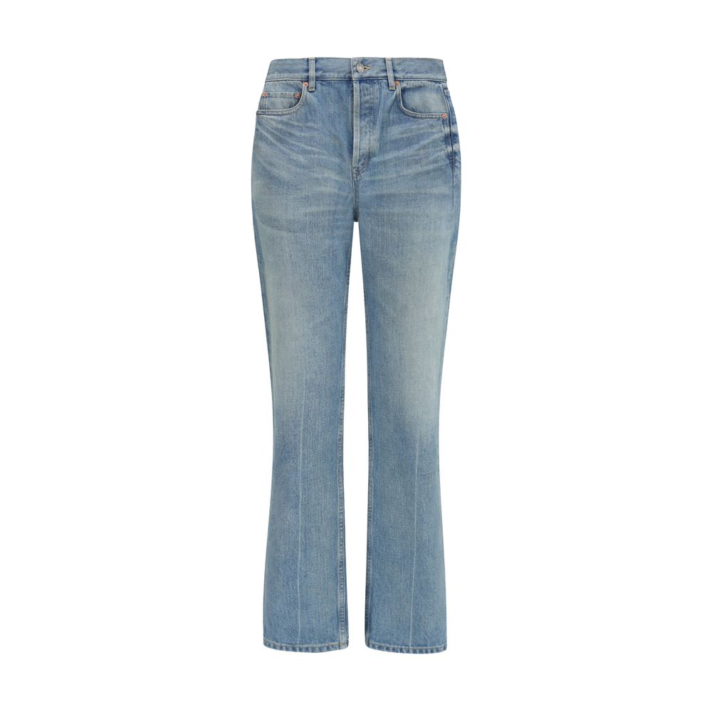 Saint Laurent Blue Cotton Straight-Leg Jeans Saint Laurent
