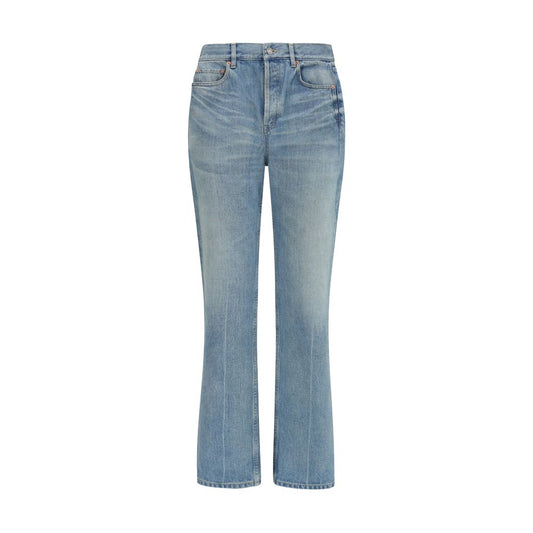 Saint Laurent Blue Cotton Straight-Leg Jeans Saint Laurent