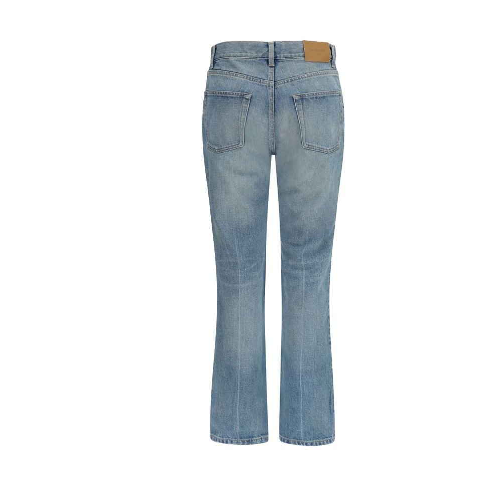 Saint Laurent Blue Cotton Straight-Leg Jeans Saint Laurent