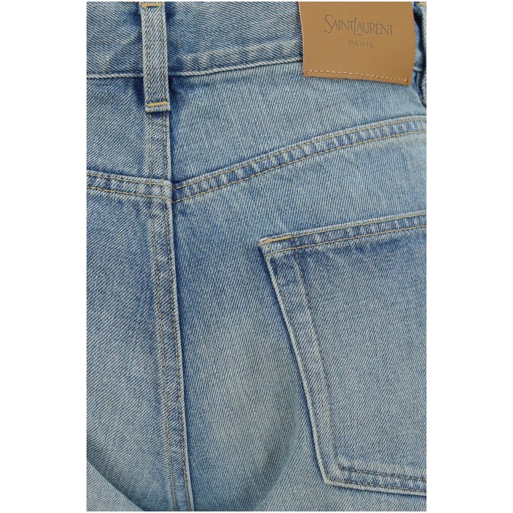 Saint Laurent Blue Cotton Straight-Leg Jeans Saint Laurent