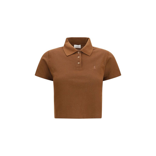 Saint Laurent Brown Cotton Polo Shirt Saint Laurent