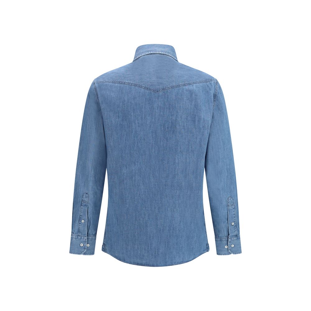 Brunello Cucinelli Blue Denim Shirt Brunello Cucinelli